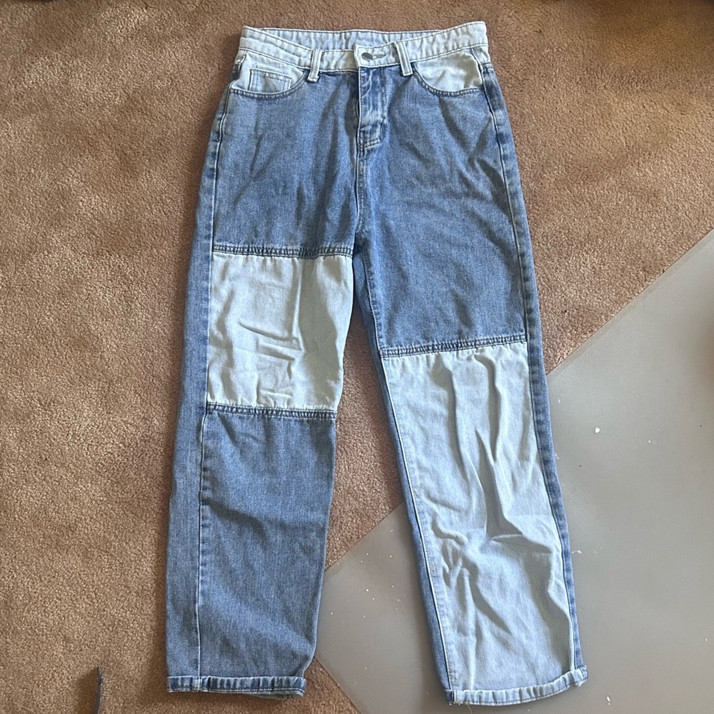 Two-Tone Blue Mom Jeans